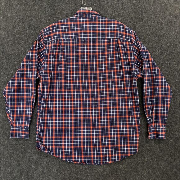 Eddie Bauer Shirt Men's Small Blue Orange Plaid Flannel Button Down Classic Fit - Picture 4 of 9